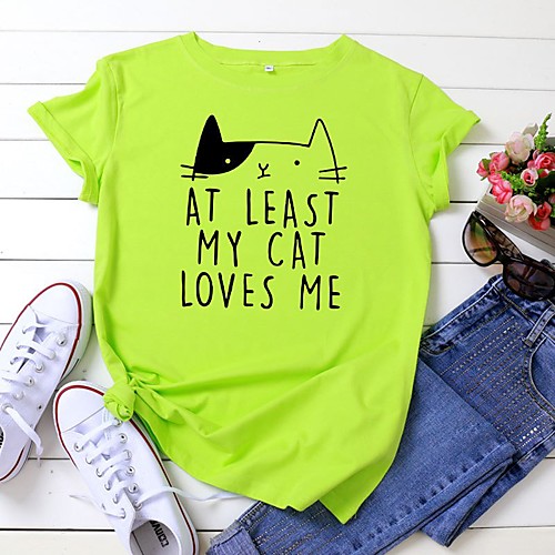 Women's T-shirt Cat Graphic Prints Letter Print Round Neck Tops 100% Cotton Basic Basic Top White Black Yellow
Women's T-shirt Cat Graphic Prints Letter Print Round Neck Tops 100% Cotton Basic Basic Top White Black Yellow