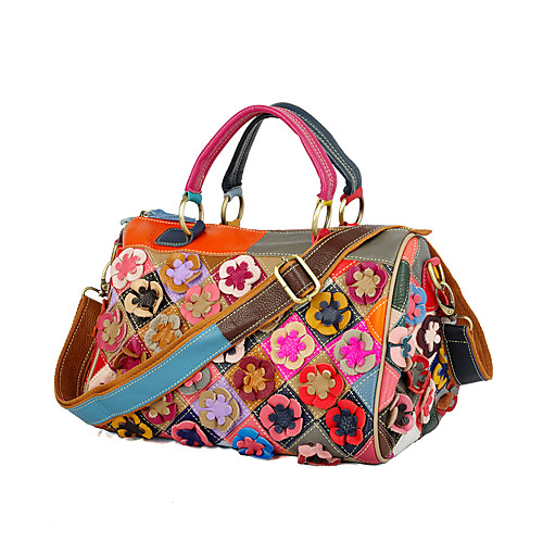 Women's Bags Cowhide Top Handle Bag Zipper Flower Patchwork Flower / Floral Fashion Daily Holiday Retro Handbags Rainbow
Women's Bags Cowhide Top Handle Bag Zipper Flower Patchwork Flower / Floral Fashion Daily Holiday Retro Handbags Rainbow