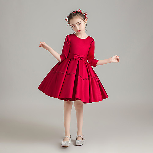Princess Medium Length Christmas / Birthday Flower Girl Dresses - Satin Chiffon 3/4 Length Sleeve Jewel Neck with Solid
Princess Medium Length Christmas / Birthday Flower Girl Dresses - Satin Chiffon 3/4 Length Sleeve Jewel Neck with Solid