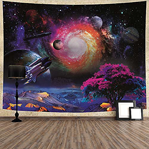 

amtoodopin galaxy tapestry planet tapestry tree tapestry space rocket tapestry psychedelic tapestry mysterious starry sky tapestry wall hanging for living room dorm decor(51.2 x 59.1 inches)