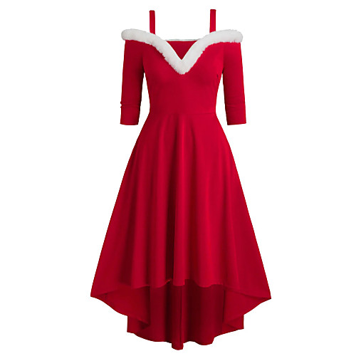 Women's Swing Dress Knee Length Dress Red Long Sleeve Solid Color Patchwork Winter V Neck Elegant Casual Christmas 2021 L XL XXL 3XL / Plus Size
Women's Swing Dress Knee Length Dress Red Long Sleeve Solid Color Patchwork Winter V Neck Elegant Casual Christmas 2021 L XL XXL 3XL / Plus Size