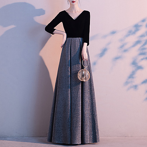 A-Line Glittering Vintage Wedding Guest Formal Evening Dress V Neck 3/4 Length Sleeve Floor Length Spandex Velvet with Sequin 2021
A-Line Glittering Vintage Wedding Guest Formal Evening Dress V Neck 3/4 Length Sleeve Floor Length Spandex Velvet with Sequin 2021