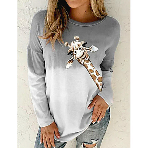Women's T shirt Color Gradient Graphic Prints Animal Long Sleeve Print Round Neck Tops Basic Basic Top Purple Blushing Pink Gray
Women's T shirt Color Gradient Graphic Prints Animal Long Sleeve Print Round Neck Tops Basic Basic Top Purple Blushing Pink Gray