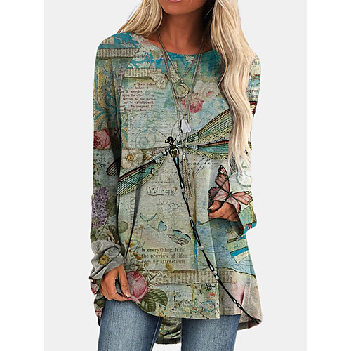 Women's Blouse Shirt Butterfly Long Sleeve Print Round Neck Tops Basic Top Blue Green
Women's Blouse Shirt Butterfly Long Sleeve Print Round Neck Tops Basic Top Blue Green