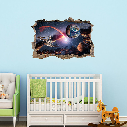 

Outer Space Decor 3D Wallpaper Ceiling Stars Planet Galaxy Decor Wall Mural Waterproof Removable Kids Wall Decals Posters for Boys Room Living Room Wall Decor Sticker Cool Room Decor 6090CM
