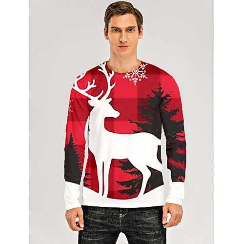 Men's T shirt 3D Print Graphic 3D Animal Print Long Sleeve Christmas Tops Red / White
Men's T shirt 3D Print Graphic 3D Animal Print Long Sleeve Christmas Tops Red / White