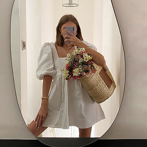 Women's A Line Dress Short Mini Dress White Short Sleeve Solid Color Summer Square Neck Sexy Slim 2021 S M L
Women's A Line Dress Short Mini Dress White Short Sleeve Solid Color Summer Square Neck Sexy Slim 2021 S M L