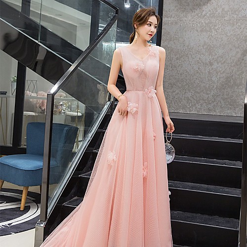 A-Line Elegant Floral Wedding Guest Prom Dress V Neck Sleeveless Sweep / Brush Train Tulle with Tier 2021
A-Line Elegant Floral Wedding Guest Prom Dress V Neck Sleeveless Sweep / Brush Train Tulle with Tier 2021