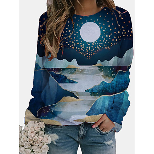 Women's Pullover Sweatshirt Graphic Scenery Moon Daily Basic Casual Hoodies Sweatshirts Loose Blue
Women's Pullover Sweatshirt Graphic Scenery Moon Daily Basic Casual Hoodies Sweatshirts Loose Blue