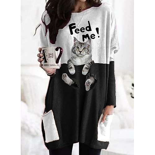 Women's Tshirt Dress Cat Graphic Prints Long Sleeve Patchwork Print Round Neck Tops Basic Basic Top Black
Women's Tshirt Dress Cat Graphic Prints Long Sleeve Patchwork Print Round Neck Tops Basic Basic Top Black