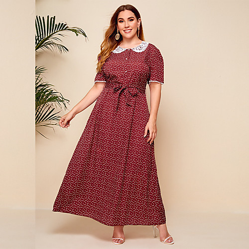 Women's Swing Dress Maxi long Dress Wine Short Sleeve Print Lace up Zipper Button Summer Casual 2021 L XL XXL 3XL / Plus Size
Women's Swing Dress Maxi long Dress Wine Short Sleeve Print Lace up Zipper Button Summer Casual 2021 L XL XXL 3XL / Plus Size