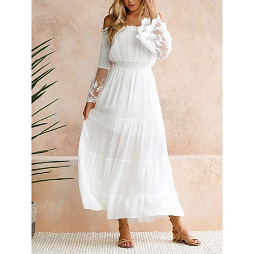 Women's Swing Dress Maxi long Dress White Long Sleeve Solid Color Lace Patchwork Spring Off Shoulder Casual Going out Slim 2021 S M L XL
Women's Swing Dress Maxi long Dress White Long Sleeve Solid Color Lace Patchwork Spring Off Shoulder Casual Going out Slim 2021 S M L XL