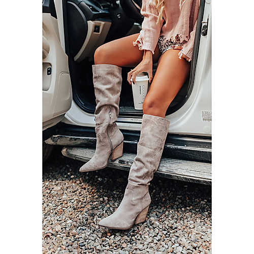 Women's Boots Cowboy Western Boots Chunky Heel Pointed Toe Knee High Boots Punk & Gothic British Preppy Daily Party & Evening Walking Shoes Faux Leather Buckle Solid Colored Light Grey
Women's Boots Cowboy Western Boots Chunky Heel Pointed Toe Knee High Boots Punk & Gothic British Preppy Daily Party & Evening Walking Shoes Faux Leather Buckle Solid Colored Light Grey
