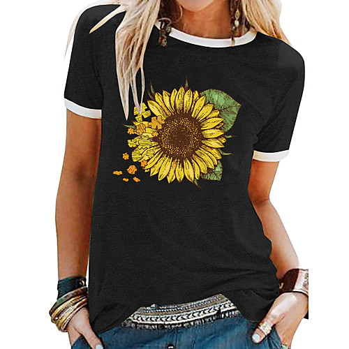 Women's T-shirt Floral Patchwork Print Round Neck Tops Basic Basic Top White Black Blue
Women's T-shirt Floral Patchwork Print Round Neck Tops Basic Basic Top White Black Blue