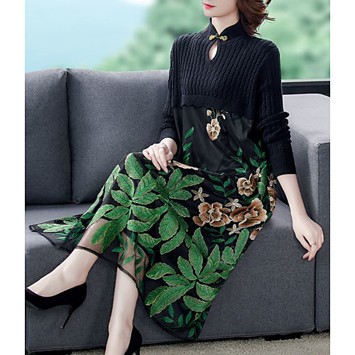 Women's Sweater Jumper Dress Midi Dress Black Long Sleeve Print Patchwork Print Fall Winter Turtleneck Elegant Casual Loose 2021 M L XL XXL 3XL
Women's Sweater Jumper Dress Midi Dress Black Long Sleeve Print Patchwork Print Fall Winter Turtleneck Elegant Casual Loose 2021 M L XL XXL 3XL