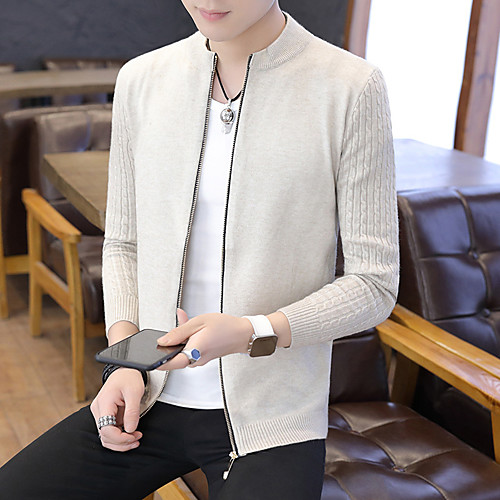 Men's Knitted Solid Color Cardigan Acrylic Fibers Long Sleeve Sweater Cardigans Stand Collar Fall Winter Black Wine Navy Blue
Men's Knitted Solid Color Cardigan Acrylic Fibers Long Sleeve Sweater Cardigans Stand Collar Fall Winter Black Wine Navy Blue