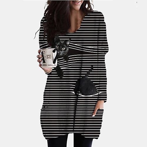 Women's Pullover Sweatshirt Striped Animal Daily Casual Hoodies Sweatshirts Black
Women's Pullover Sweatshirt Striped Animal Daily Casual Hoodies Sweatshirts Black