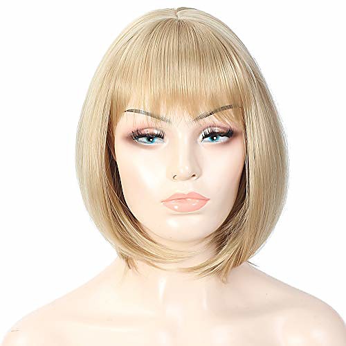 12 inch medium blonde bob wigs with bangs natural hair heat resistant short straight wig shoulder length synthetic hair cosplay party wig for women
12 inch medium blonde bob wigs with bangs natural hair heat resistant short straight wig shoulder length synthetic hair cosplay party wig for women