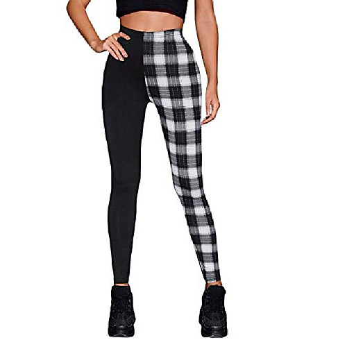 women's two tone plaid elastic waist skinny pants casual long leggings black and white s
women's two tone plaid elastic waist skinny pants casual long leggings black and white s