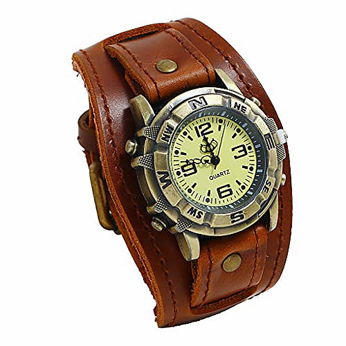 men's leather casual quartz watch, punk retro simple fashion buckle strap leather casual cuff watch (brown)
men's leather casual quartz watch, punk retro simple fashion buckle strap leather casual cuff watch (brown)