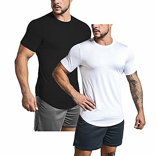 men's 2 pack workout gym hipster curved hem t-shirts muscle fitness hip hop t shirt black white l
men's 2 pack workout gym hipster curved hem t-shirts muscle fitness hip hop t shirt black white l