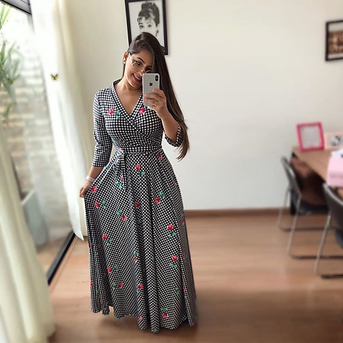 Women's A Line Dress Maxi long Dress Black Purple Fuchsia Brown 3/4 Length Sleeve Floral Print Patchwork Print Fall V Neck Casual 2021 L XL XXL 3XL 4XL 5XL / Plus Size
Women's A Line Dress Maxi long Dress Black Purple Fuchsia Brown 3/4 Length Sleeve Floral Print Patchwork Print Fall V Neck Casual 2021 L XL XXL 3XL 4XL 5XL / Plus Size