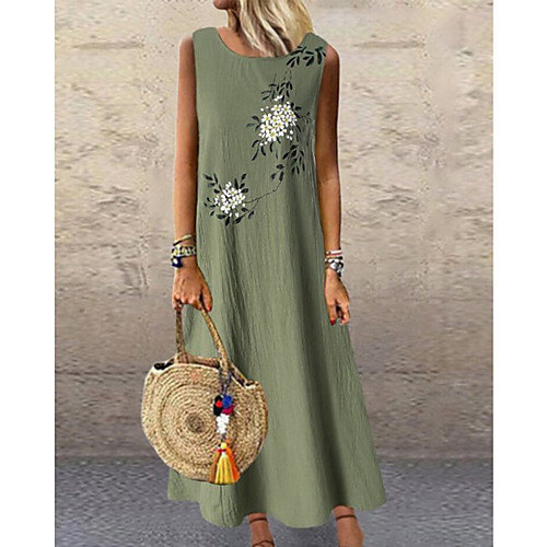 Women's Swing Dress Maxi long Dress Green Sleeveless Floral Print Print Summer Round Neck Casual Cotton 2021 M L XL XXL 3XL 4XL 5XL
Women's Swing Dress Maxi long Dress Green Sleeveless Floral Print Print Summer Round Neck Casual Cotton 2021 M L XL XXL 3XL 4XL 5XL