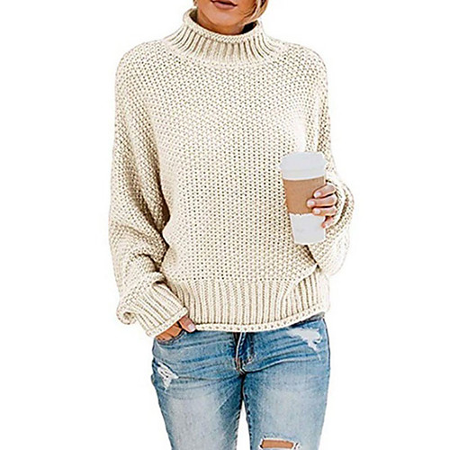 Women's Stylish Knitted Solid Color Pullover Long Sleeve Sweater Cardigans Turtleneck Fall Winter White Black Purple
Women's Stylish Knitted Solid Color Pullover Long Sleeve Sweater Cardigans Turtleneck Fall Winter White Black Purple