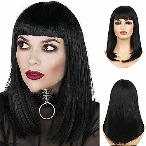 black bob wig with flat bangs for women straight shoulder length synthetic natural hair wig halloween cosplay wig
black bob wig with flat bangs for women straight shoulder length synthetic natural hair wig halloween cosplay wig
