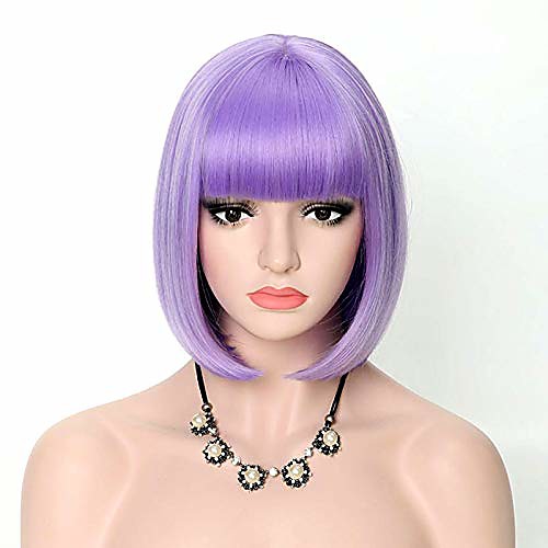 bob wig 12'' purple wig short wig with bangs synthetic halloween party cosplay wigs average size
bob wig 12'' purple wig short wig with bangs synthetic halloween party cosplay wigs average size
