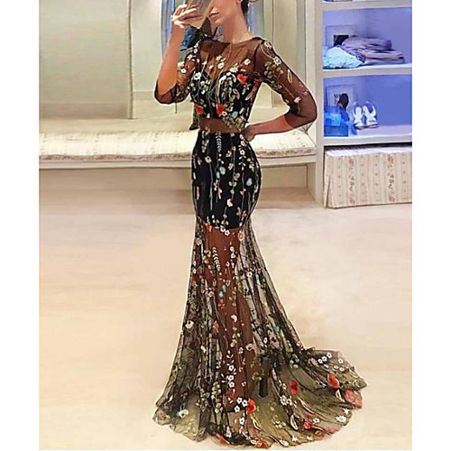 Women's Trumpet / Mermaid Dress Maxi long Dress Black 3/4 Length Sleeve Floral Print Print Fall Round Neck Sexy 2021 S M L XL XXL 3XL
Women's Trumpet / Mermaid Dress Maxi long Dress Black 3/4 Length Sleeve Floral Print Print Fall Round Neck Sexy 2021 S M L XL XXL 3XL