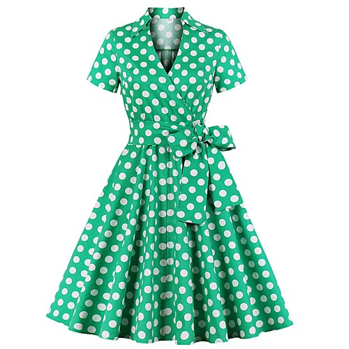 Women's Swing Dress Knee Length Dress Black Green Short Sleeve Polka Dot Patchwork Print Summer V Neck Elegant Vintage Cotton 2021 S M L XL XXL 3XL 4XL
Women's Swing Dress Knee Length Dress Black Green Short Sleeve Polka Dot Patchwork Print Summer V Neck Elegant Vintage Cotton 2021 S M L XL XXL 3XL 4XL