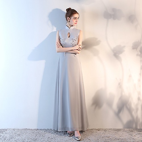 Sheath / Column Beautiful Back Sexy Wedding Guest Formal Evening Dress High Neck Sleeveless Floor Length Chiffon with Appliques 2021
Sheath / Column Beautiful Back Sexy Wedding Guest Formal Evening Dress High Neck Sleeveless Floor Length Chiffon with Appliques 2021