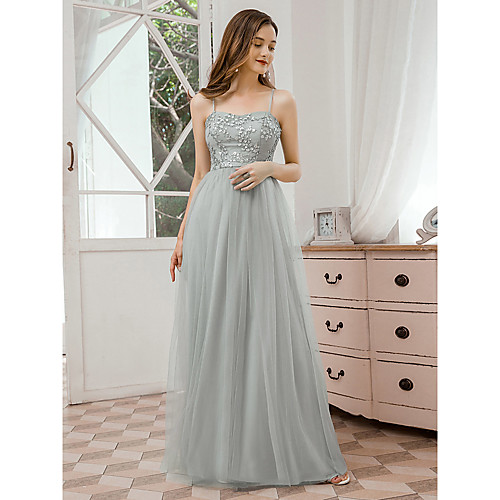 A-Line Spaghetti Strap Floor Length Tulle Bridesmaid Dress with Sequin / Draping / Appliques
A-Line Spaghetti Strap Floor Length Tulle Bridesmaid Dress with Sequin / Draping / Appliques