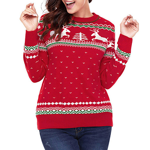 Women's Christmas Knitted Polka Dot Color Block Animal Pullover Long Sleeve Sweater Cardigans Crew Neck Fall Winter Black Red
Women's Christmas Knitted Polka Dot Color Block Animal Pullover Long Sleeve Sweater Cardigans Crew Neck Fall Winter Black Red