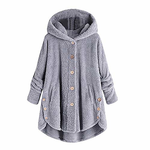 women's plus size solid color button coat fluffy fleece tops hooded pullover loose jacket gray
women's plus size solid color button coat fluffy fleece tops hooded pullover loose jacket gray