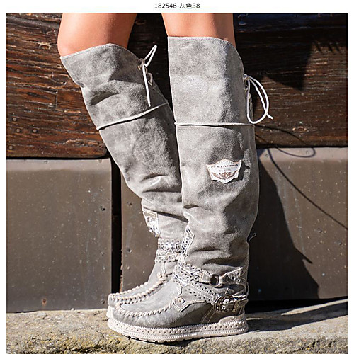 Women's Boots Flat Heel Round Toe Daily Walking Shoes Nubuck Buckle Lace-up Solid Colored Green Brown Dark Blue / Over The Knee Boots
Women's Boots Flat Heel Round Toe Daily Walking Shoes Nubuck Buckle Lace-up Solid Colored Green Brown Dark Blue / Over The Knee Boots