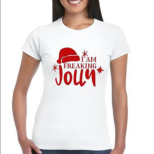Women's Christmas T shirt Graphic Graphic Prints Letter Print Round Neck Tops 100% Cotton Basic Christmas Basic Top White Gray
Women's Christmas T shirt Graphic Graphic Prints Letter Print Round Neck Tops 100% Cotton Basic Christmas Basic Top White Gray