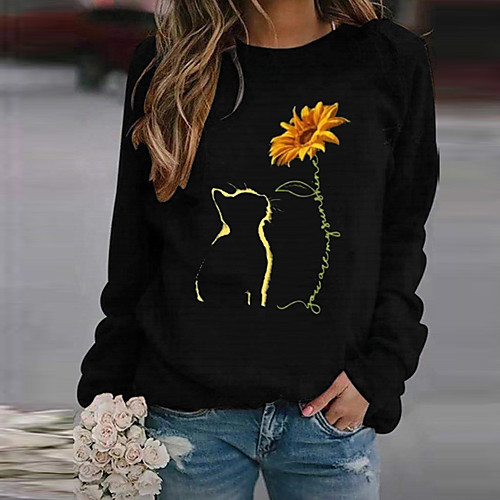 Women's Pullover Sweatshirt Floral Cat Daily Basic Casual Hoodies Sweatshirts Black Blue Red
Women's Pullover Sweatshirt Floral Cat Daily Basic Casual Hoodies Sweatshirts Black Blue Red