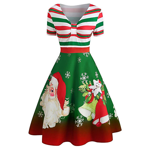 Women's A Line Dress Knee Length Dress Black Red Green Short Sleeve Print Patchwork Print Fall Spring V Neck Elegant Vintage Christmas Cotton 2021 S M L XL XXL
Women's A Line Dress Knee Length Dress Black Red Green Short Sleeve Print Patchwork Print Fall Spring V Neck Elegant Vintage Christmas Cotton 2021 S M L XL XXL