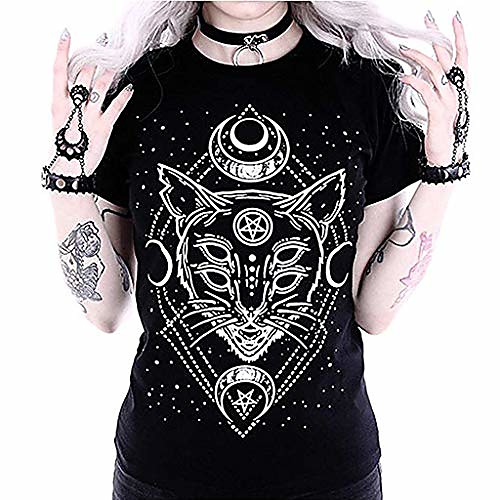 women galaxy short sleeve pursuit of free cat printing black loose punk gothic tops casual t-shirt blouse
women galaxy short sleeve pursuit of free cat printing black loose punk gothic tops casual t-shirt blouse