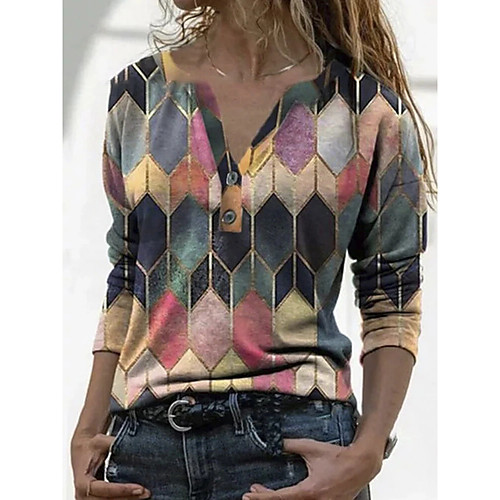 Women's Blouse Shirt Color Block Long Sleeve Patchwork Print V Neck Tops Basic Top Purple Red Khaki
Women's Blouse Shirt Color Block Long Sleeve Patchwork Print V Neck Tops Basic Top Purple Red Khaki