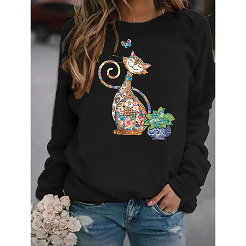 Women's Pullover Sweatshirt Cat Graphic Daily Basic Casual Hoodies Sweatshirts Black Blushing Pink Gray
Women's Pullover Sweatshirt Cat Graphic Daily Basic Casual Hoodies Sweatshirts Black Blushing Pink Gray