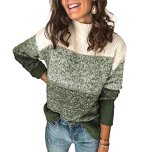Women's Stripe Knitted Striped Color Block Pullover Acrylic Fibers Long Sleeve Sweater Cardigans Turtleneck Fall Winter Black Wine Green
Women's Stripe Knitted Striped Color Block Pullover Acrylic Fibers Long Sleeve Sweater Cardigans Turtleneck Fall Winter Black Wine Green