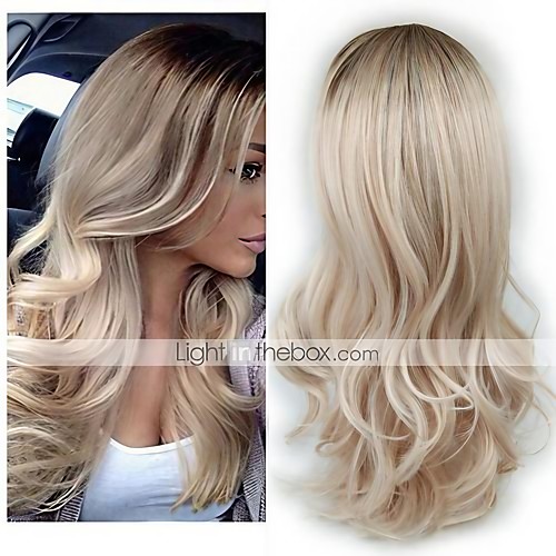 

Synthetic Wig Curly Wavy With Bangs Wig Long Light golden Light Blonde Flaxen Light Brown Dark Brown Synthetic Hair Women's Fashionable Design Party Fluffy Blonde