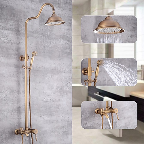 Shower System Set - Handshower Included pullout Waterfall Vintage Style / Country Antique Brass Mount Outside Ceramic Valve Bath Shower Mixer Taps
Shower System Set - Handshower Included pullout Waterfall Vintage Style / Country Antique Brass Mount Outside Ceramic Valve Bath Shower Mixer Taps