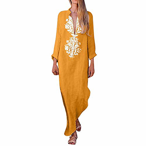 2019 new womens autumn long sleeve v-neck maxi dress ladies cotton linen vintage loose long dress baggy kaftan sun dress (orange, xl)
2019 new womens autumn long sleeve v-neck maxi dress ladies cotton linen vintage loose long dress baggy kaftan sun dress (orange, xl)