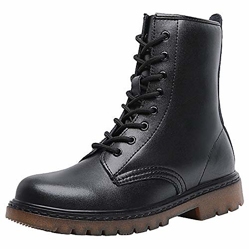 women fashion leather waterproof ankle bootie casual lace-up short combat boots for girls black us size 6.5
women fashion leather waterproof ankle bootie casual lace-up short combat boots for girls black us size 6.5