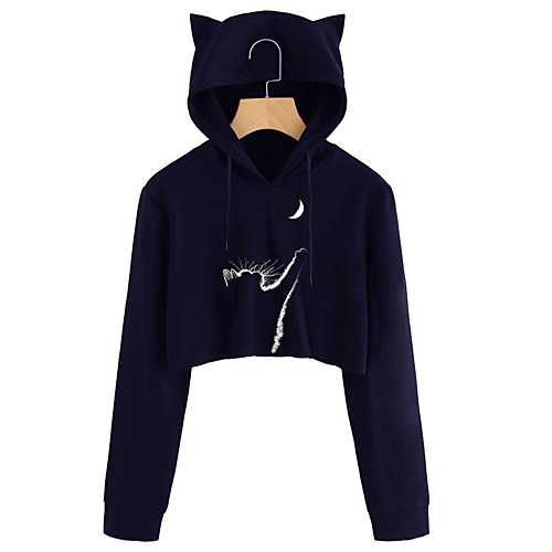 Women's Cropped Hoddie Cat Graphic Crop Top Cat Ear Daily Basic Casual Hoodies Sweatshirts Black Navy Blue
Women's Cropped Hoddie Cat Graphic Crop Top Cat Ear Daily Basic Casual Hoodies Sweatshirts Black Navy Blue