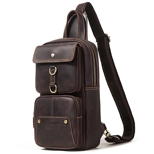 Men's Bags Cowhide Sling Shoulder Bag Chest Bag Zipper Daily Handbags Baguette Bag MessengerBag Dark Brown
Men's Bags Cowhide Sling Shoulder Bag Chest Bag Zipper Daily Handbags Baguette Bag MessengerBag Dark Brown